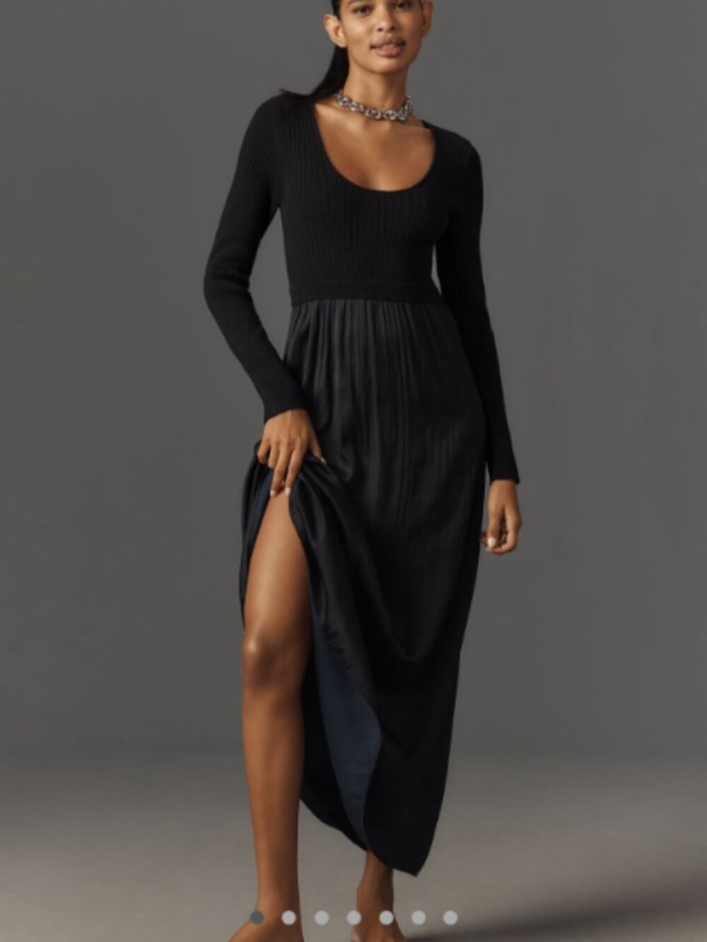 Anthropologie Thea Layered Sweater Dress: Scoop-Neck Edition Black XL